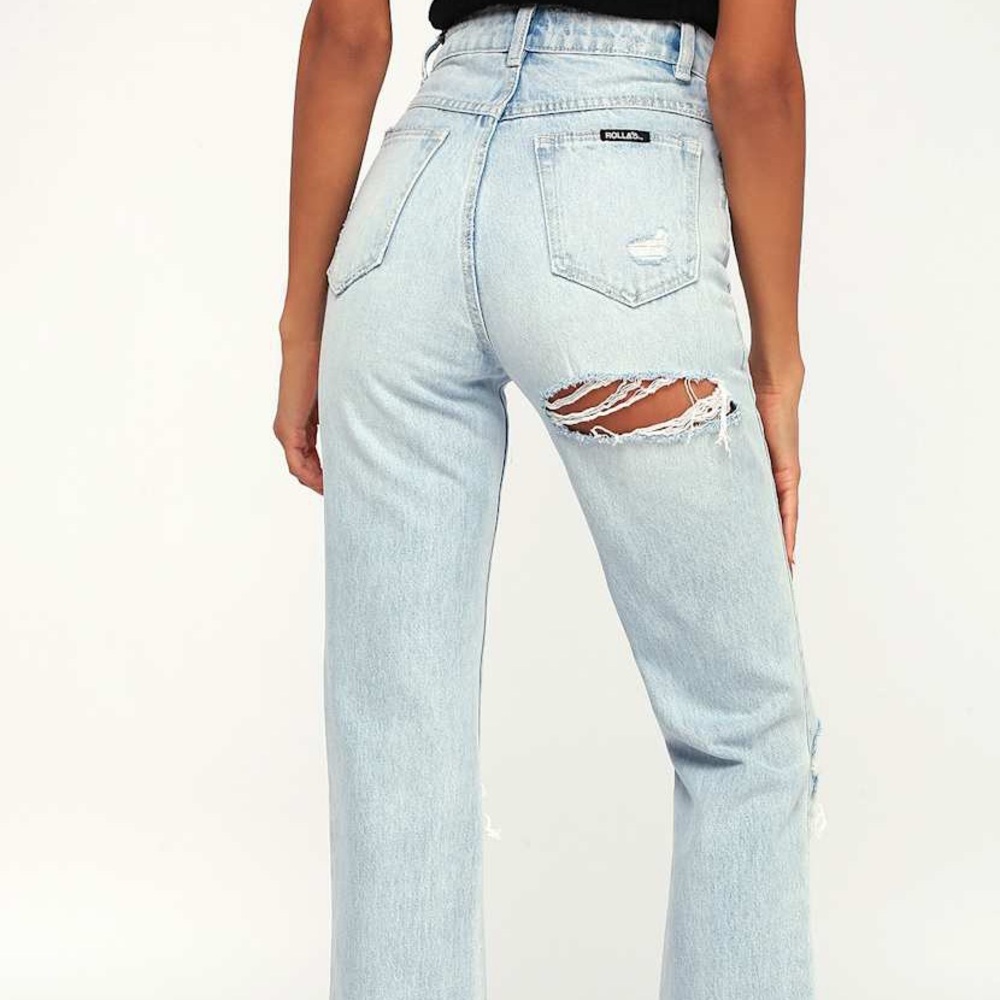 ROLLA’S Original Straight Light Wash High Rise Distressed Cropped Jeans. Size 30 - Picture 6 of 13